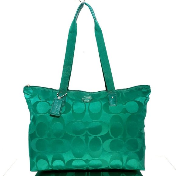 Coach Getaway Green 2 Pc Nylon Packable Weekender - Picture 4 of 12